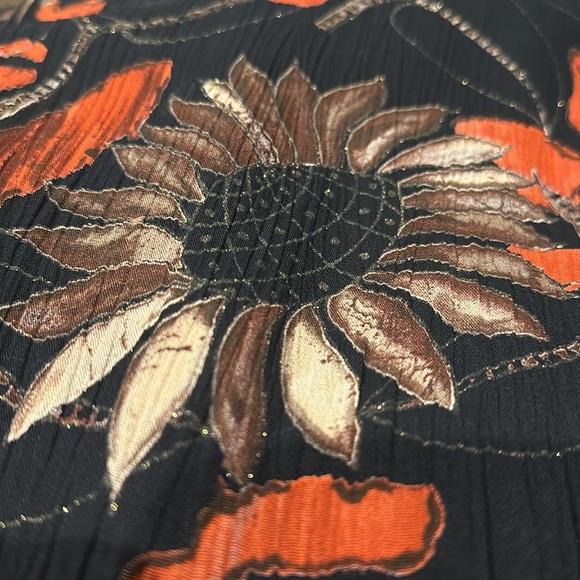 Vintage Carole Little Petite Dresses metallic sunflowers midi dress size 4 - Picture 5 of 7